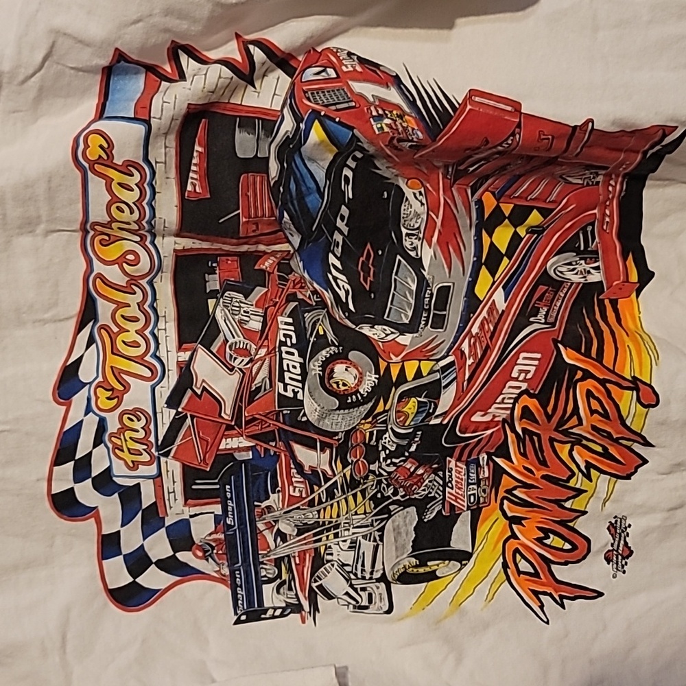 Men's snap on racing power up tool shed t shirt large